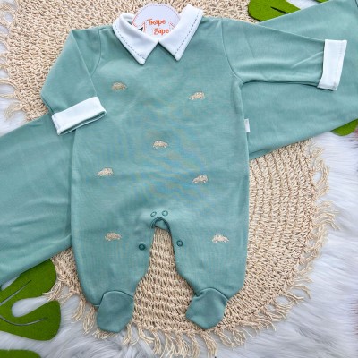 Saída de Maternidade Tricotil (Tricot 100% Algodão) - Verde Carrinhos